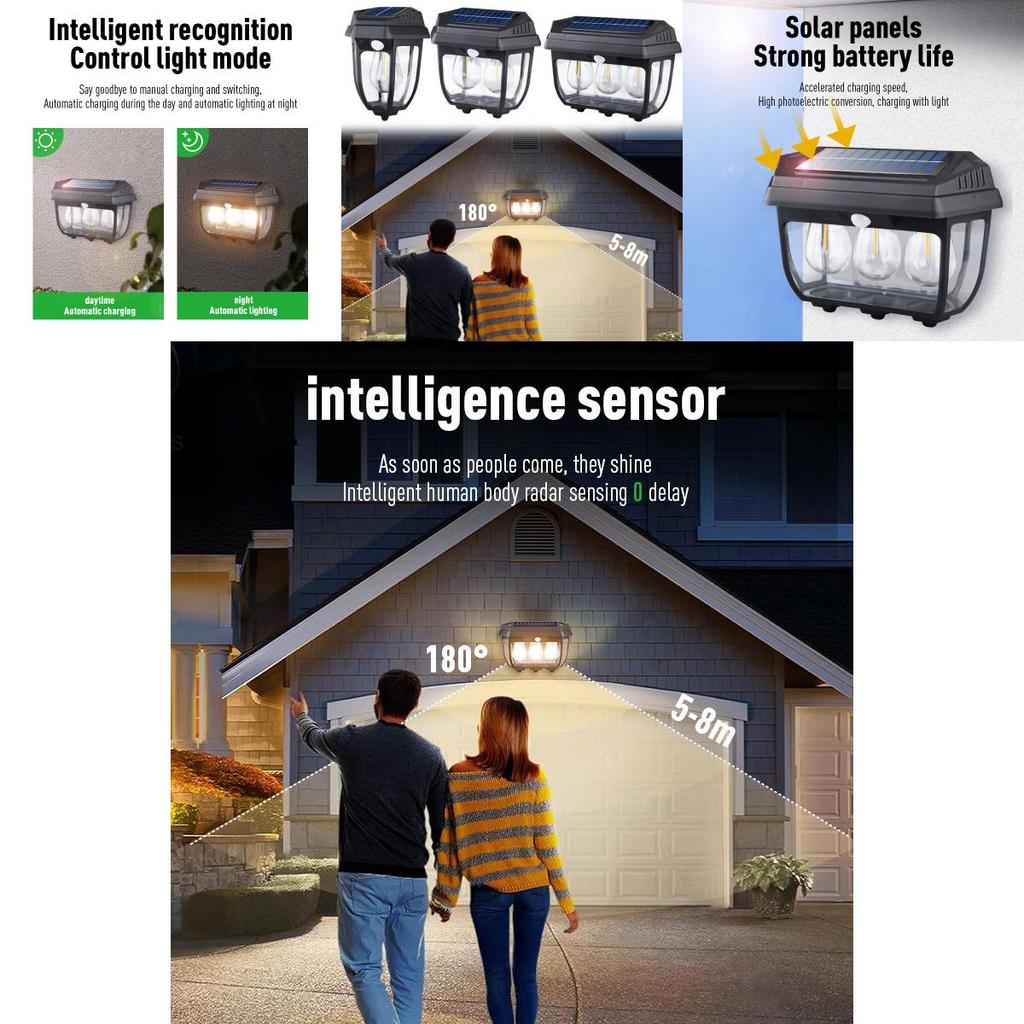 Vintage Solar Garden Light With Tungsten Filament For Outdoor Wall Decoration