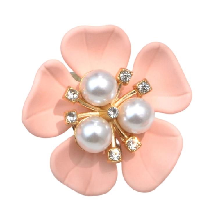 4Pcs Decorative Shirt Cufflinks Clip Rhinestones Pearls Flower Button Clips for Shirt Dress Uniform Coat Embellishments