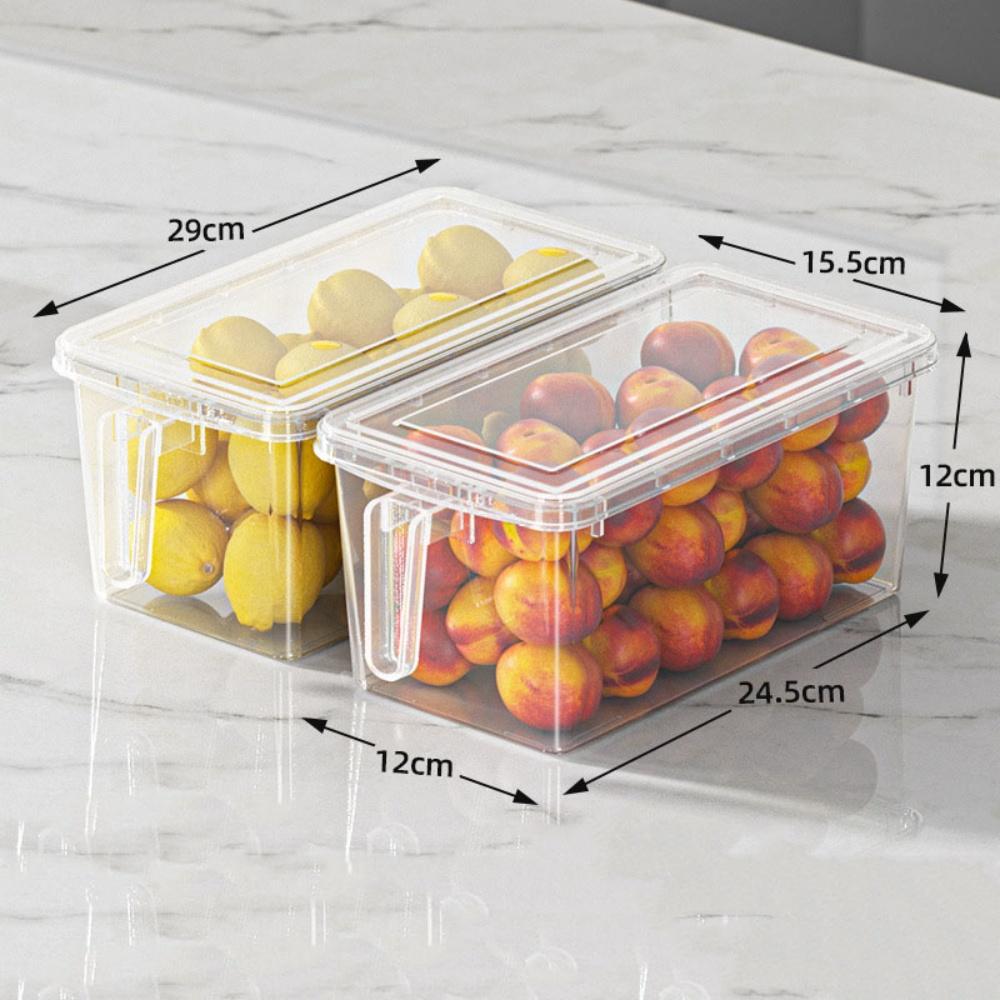 Stackable Food Grade Refrigerator Storage Box With Handle Airtight Fridge Organizer Bins For Food Kitchen Pantry Freezer