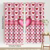 2PCS foundation make-up red heart wave point layered curtain   sweet style   living room   bedroom   trolley pocket decoration