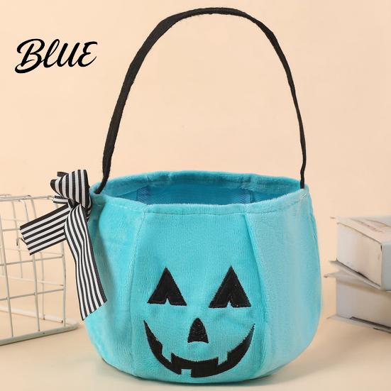 Large Candy Treat Bag Halloween Pumpkin for Kids Trick or Tote with Handle Reusable Snack Bucket Party Favors Cute Gift