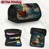 1pc Festival Snowman Red Design Double Layer Flip Pencil Case - 2D Printing, Large Capacity Zipper Closure, Suitable for Schools, Offices, And Travel,