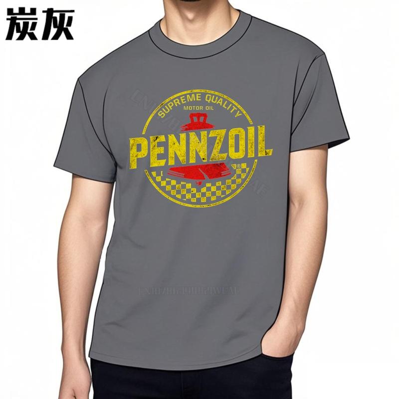 Teeshirts Soft Basic T Shirt Pennzoil Logo On Black Casual Plus Size Tshirt Classic Daily Wear Solid Color Tshirt