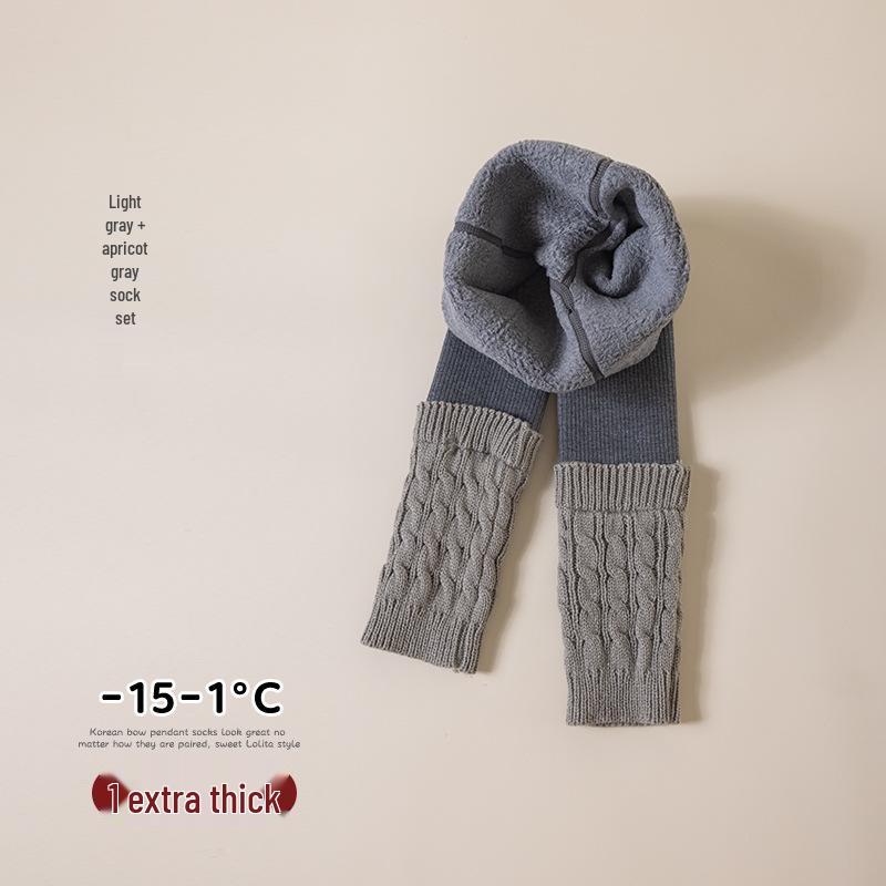 

Children s Color Block Winter Leggings with Stacked Socks - Korean Style Trendy Fashion M: 105-120cm