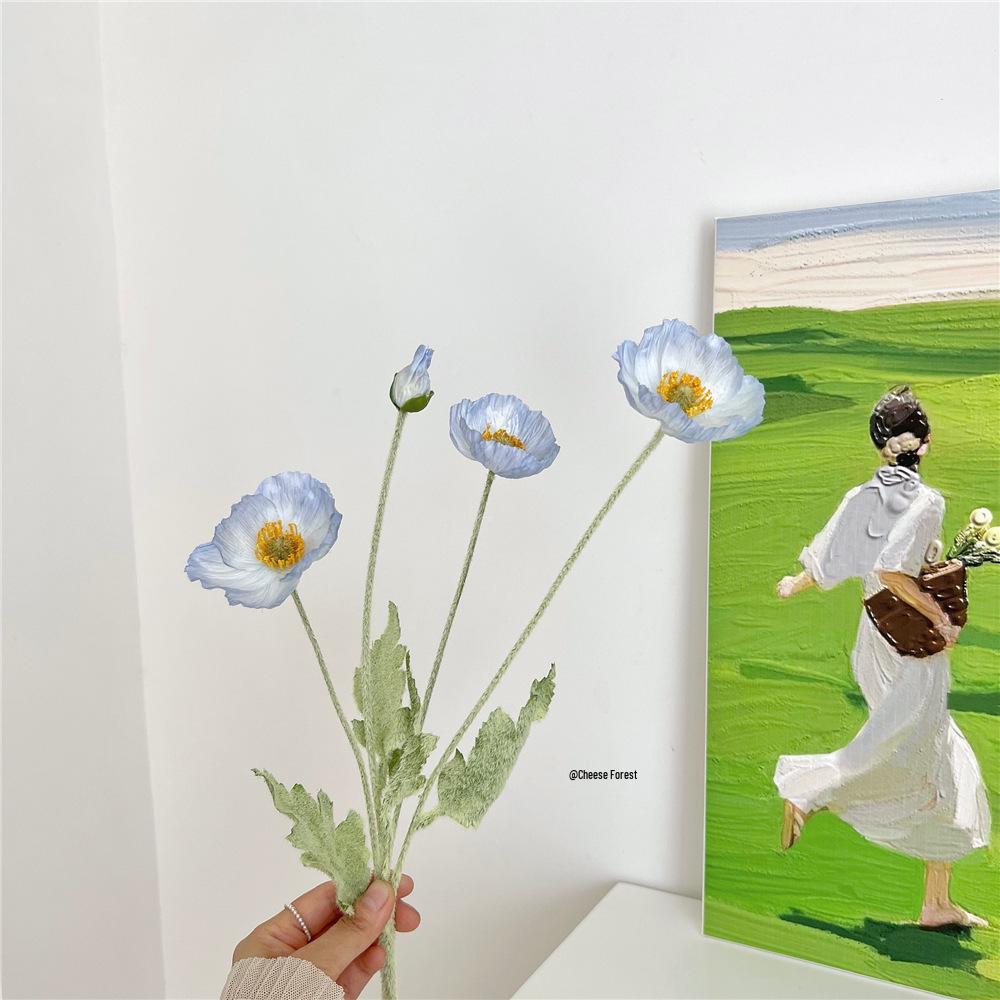 High-End Realistic Poppy Silk Flowers for Wedding and Home Decoration