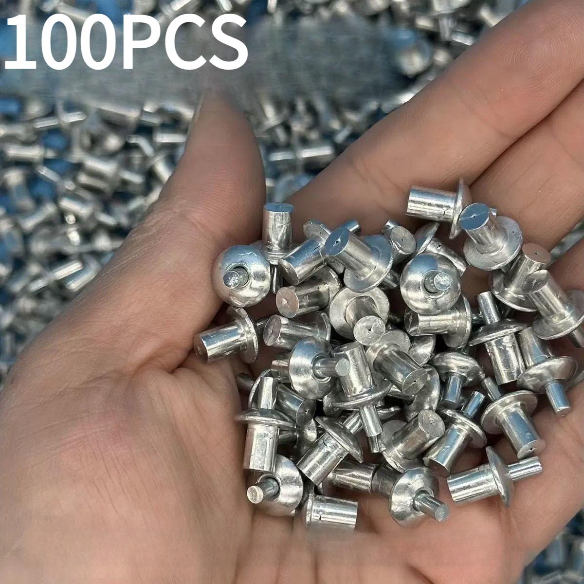 

100PCS Aluminum Rivet Hammer Rivet American Style Core Flat Head Rivet Iron Sheet Iron Sheet Semi Round Head New Rivet Hinge Others білий