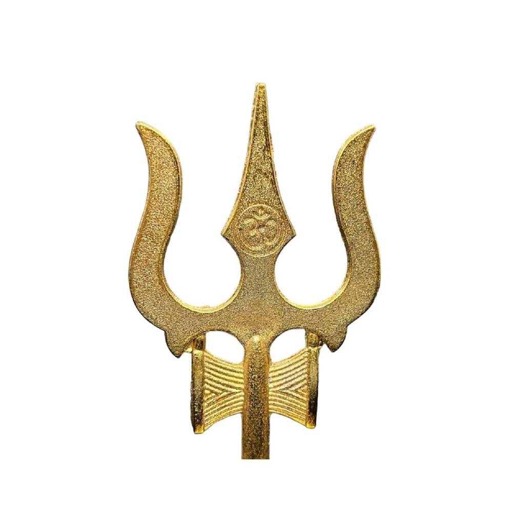 Numeroastro Trishul Damru with Om Engraved In Mix Metal for Puja Ghar | Home Temple (