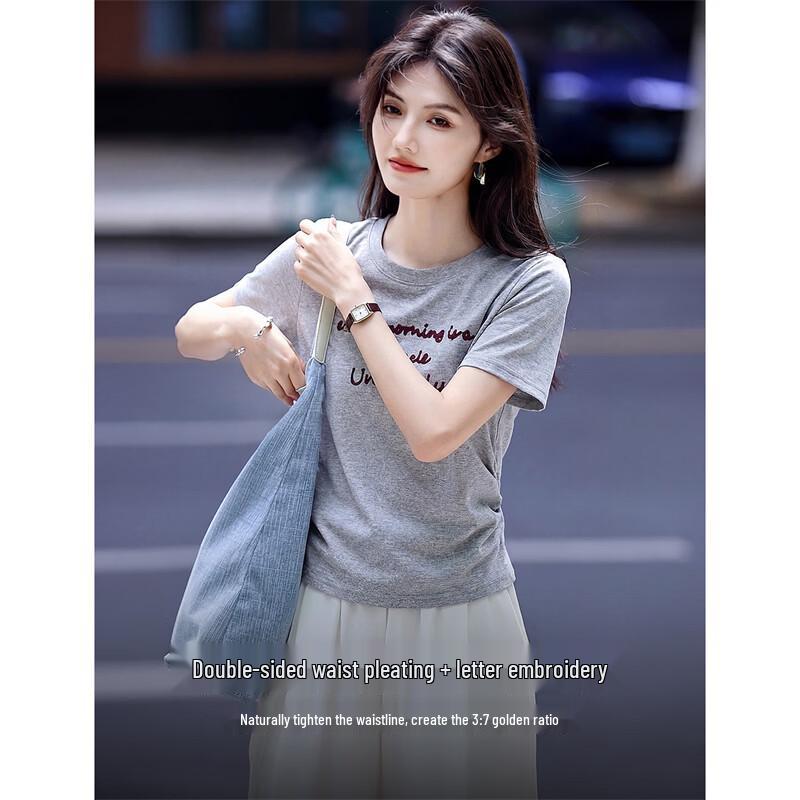 Xinfeiyu Women's Embroidered Summer T-shirt