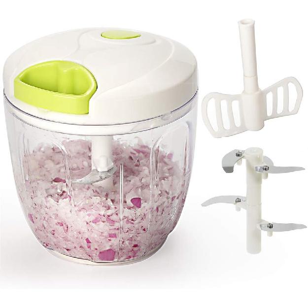 Manual Food Chopper Powerful Hand Held Chopper Mixer Processor to Chop Vegetables Fruits Nuts Onions Garlic Salad for Kitchen (3.5 cup) by Vinipiak 3.5 cup