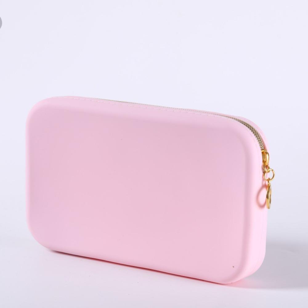 

New Silicone Coin Purse Waterproof Solid Color Travel Pouch Zipper Small Item Bag Students розовый