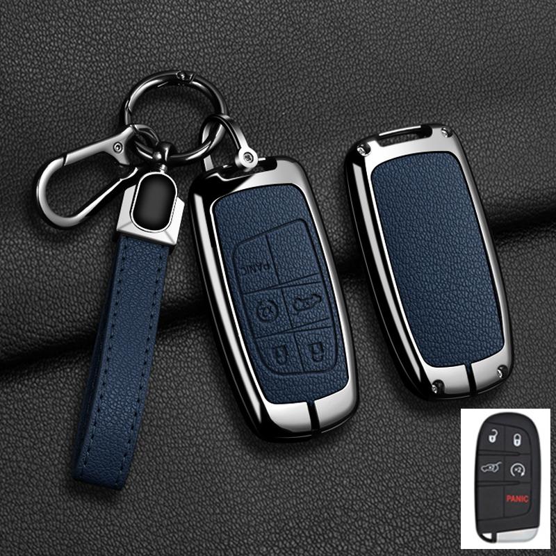 Housse Porte-Clés en Alliage de Zinc Automatique Adaptée Pour Jeep Grand Cherokee Wk2 Kl Wrangler Jk Jl Mp Patriot Renegade Commander Compass 4 5 Boutons Porte-Clés