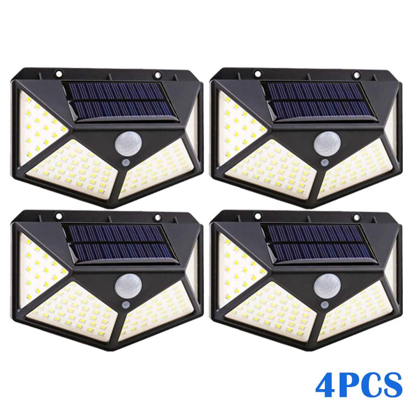 Newest Solar Lights Outdoor 100LED Wall Lamp 3 Modes Lighting Motion Sensor Security Wireless Waterproof Lights for Garden Decor