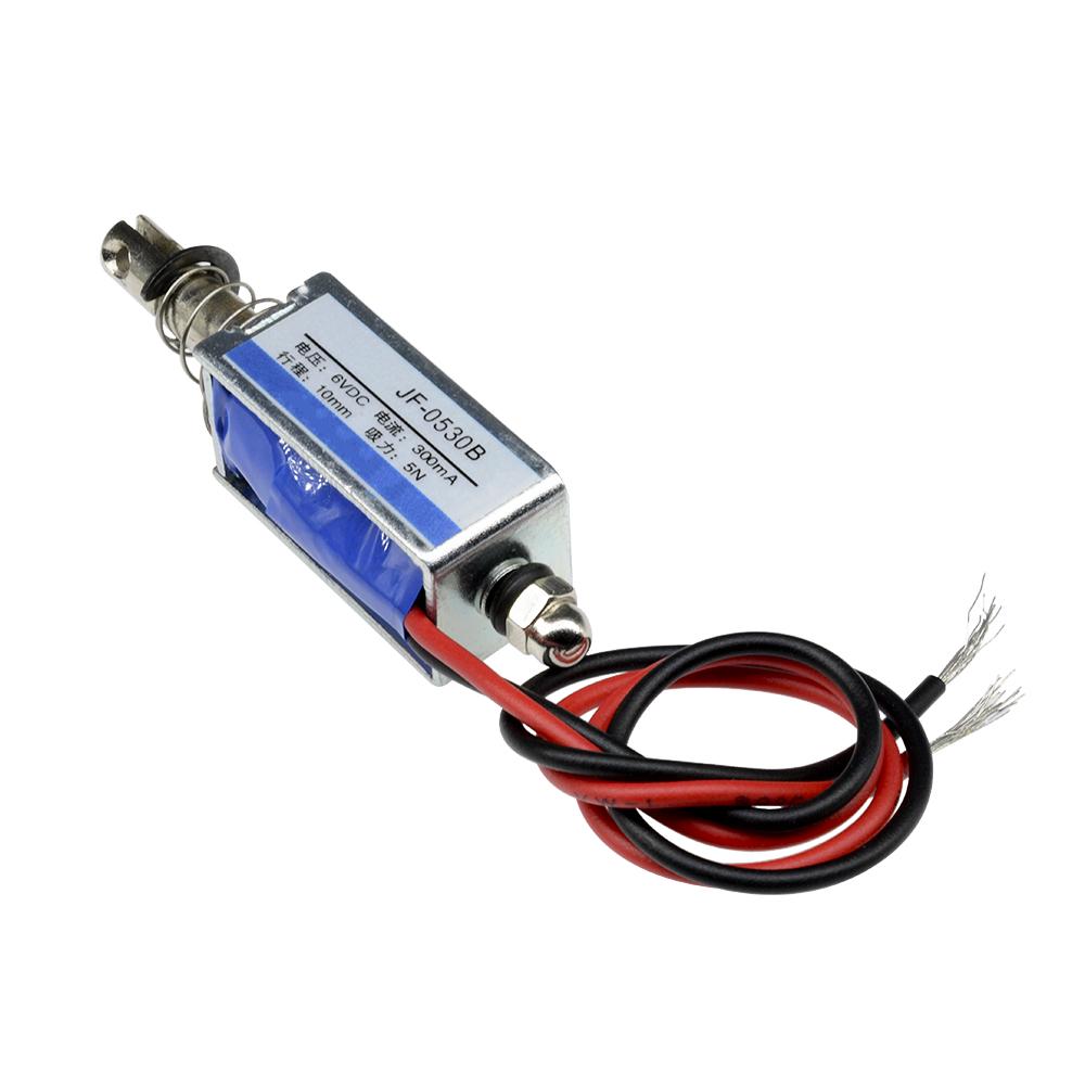 JF-0530B 6V 12V 24V CC Solenoide de Empuje-Tirón 5N/10mm Solenoide Lineal Adecuado para Equipos de Transporte, etc.