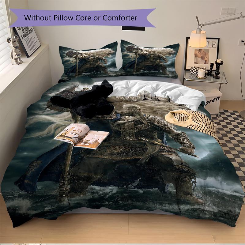 3Pcs Warrior Lion Axe Bedding Set Quilt Cover Pillowcase Home Christmas Xmas Halloween Gift 1 Duvet Cover 2 Pillowcase M92487