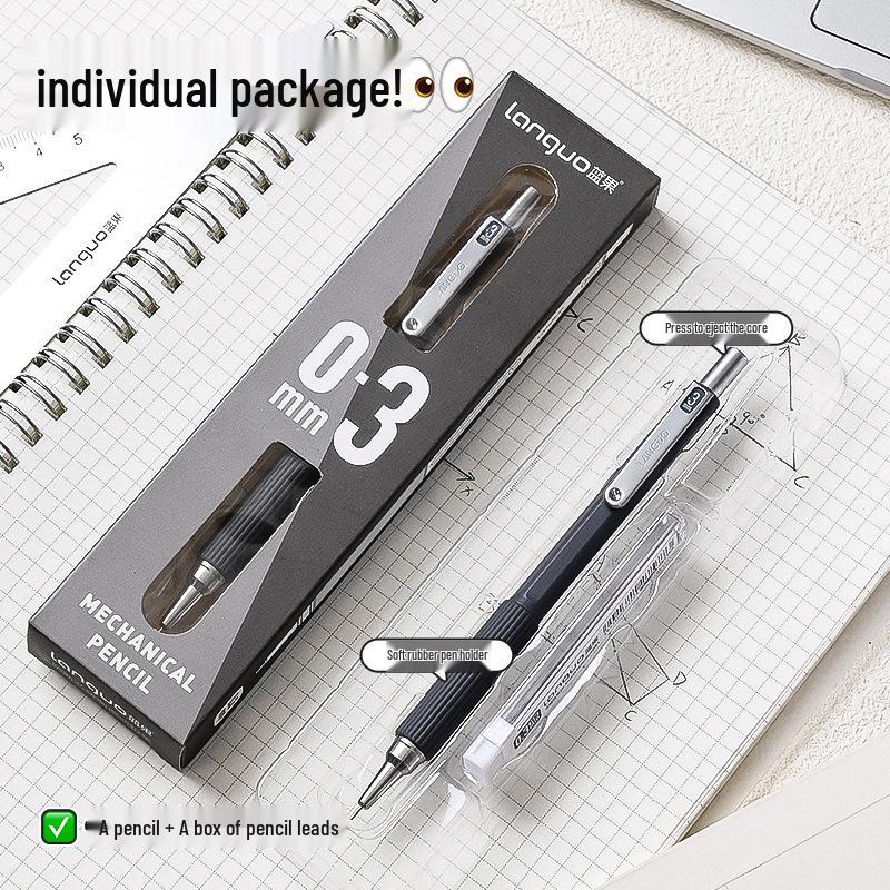 Blue Fruit Metal Mechanical Pencil with Built-in Eraser and Soft Grip for Student Writing and Sketching