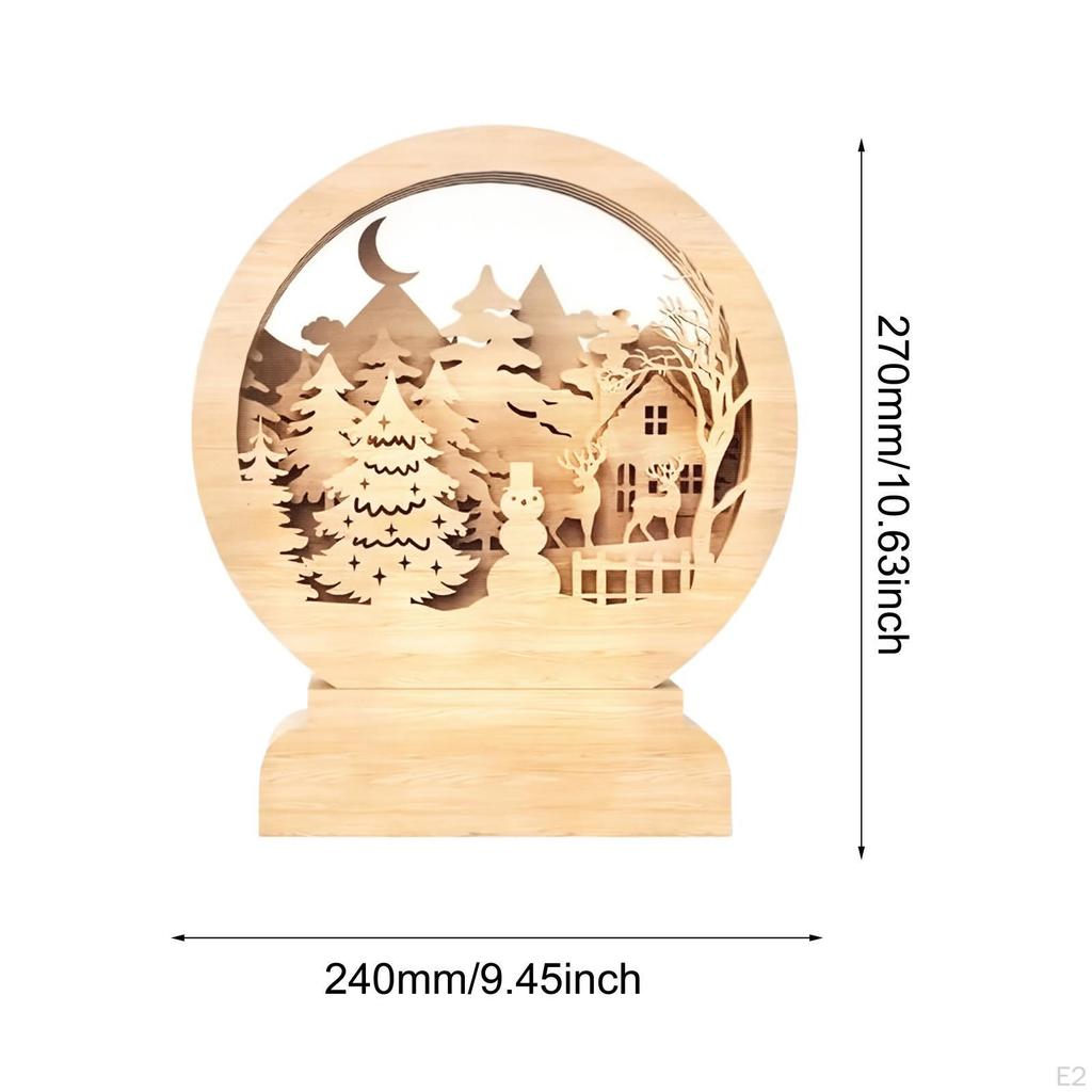 3D Wooden Christmas Tree Table Centerpiece Statue Decorative Reindeer Holiday Decor Desktop Ornament