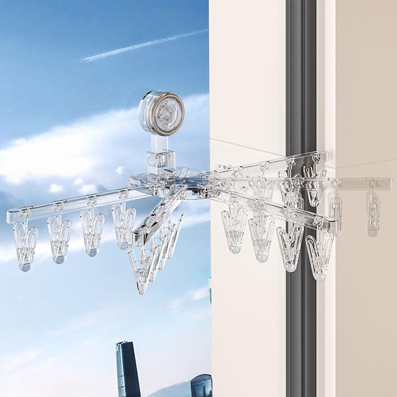 Wall-Mounted No-Drill Suction Cup Socks and Underwear Drying Rack for Balconies