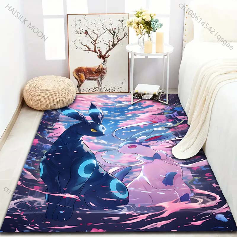 Multiple Sizes Pokemon Umbreon and Sylveon Print Carpet for Living Room Bedroom Kid's Room Home Decor Non-slip Mat Area Rug