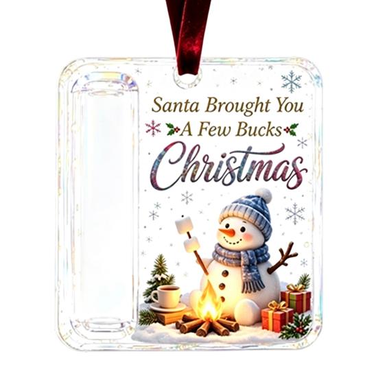 Decorative Cash Holder for Christmas Acrylic Money Ornament, Gift Hanging Decor with Ornament Tree Festive Pattern, Pendant Surprise Giving,