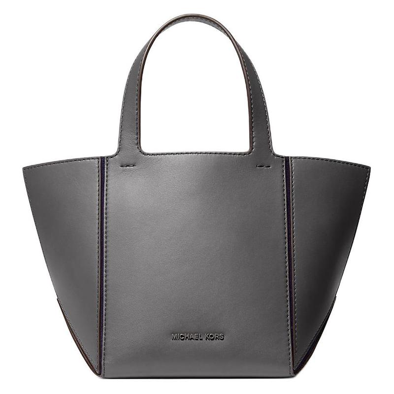 MICHAEL KORS Jordi Brand Logo Open Closure Tote Bag Tote Bag Shopping Bag Leather Handbag Small Women Slate Gray серый