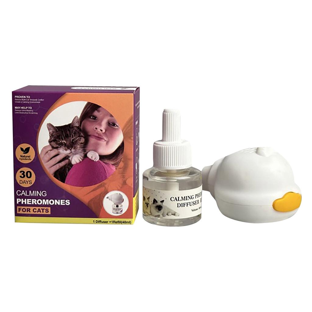 48ML 1 Diffuser 1 Soothing Liquid Pheromones Emotion Stabilizing Anti-Stress Electric Heating Cat Soothing Pheromone Soothing Agent Set