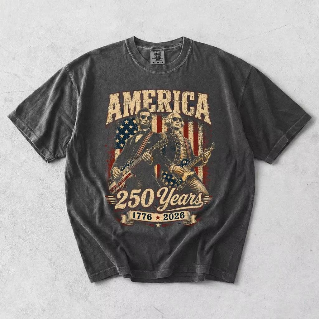 USA AMERICA 250th Anniversary 4th of July George Washington Lincoln T-Shirt 100% Cotton Unisex Clothing Men's Women's T-Shirt Y2k Casual Fan Tee