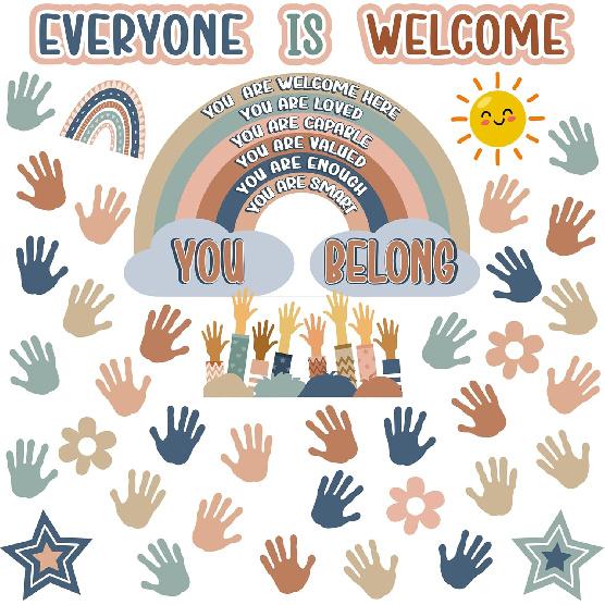 4E's Novelty 36 Pcs “in This Classroom You Are” Boho Classroom Bulletin Board Sets, Boho Motivational Bulletin Board Decorations with Rainbow, &