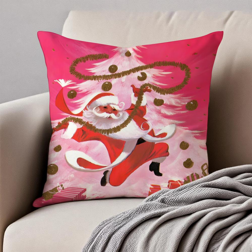 Christmas Cushion Cover Pillowcase Antidustmite Invisible Zipper Short Plush Sofa Cushion