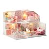 DIY Dollhouse Kit Wooden DIY Miniature Dollhouse Kit Toy Gift with LED Light Christmas Birthday Gift