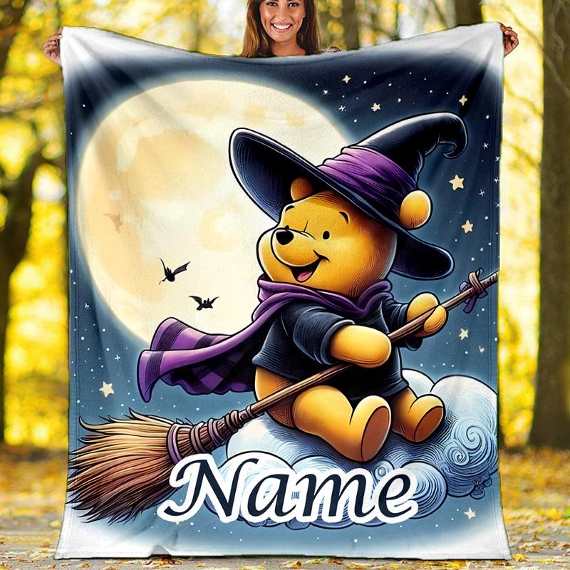 Customizable Winnie Throw Blanket – Personalized Name, All-Season Cozy Snug Blanket, Machine Washable, Personalized Blanket