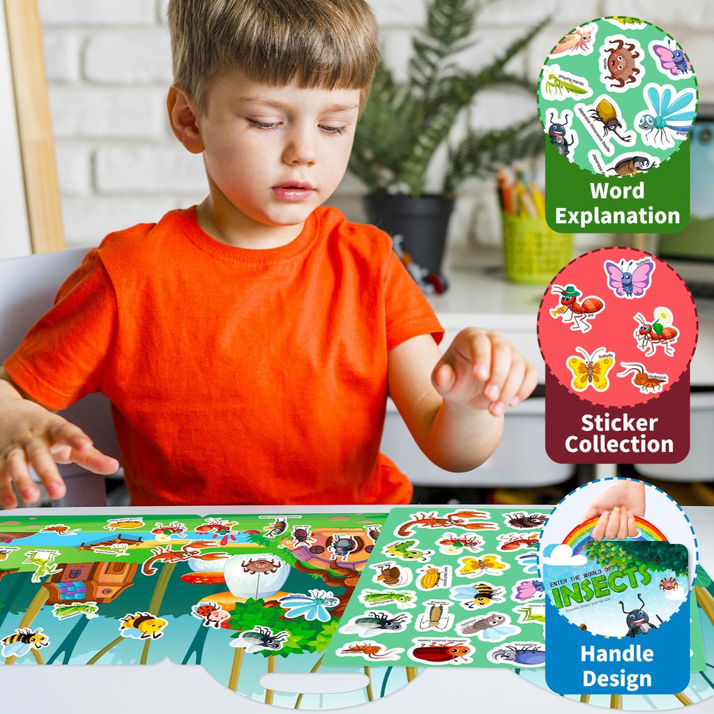 Çocuk Kendin Yap Böcek Çocuk Erken Eğitim Kitapları Tekrar Tekrar Yapıştır Konsantrasyon Potansiyel Gelişimi Aydınlanma Bebek Jöle Etiketi