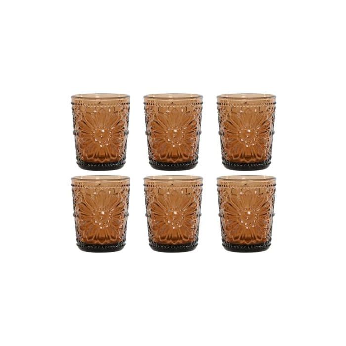 Lot de verres à jus - Home ESPRIT - 6 pièces - Ambar - Multicolore - 8,5x8,5x10,5 cm