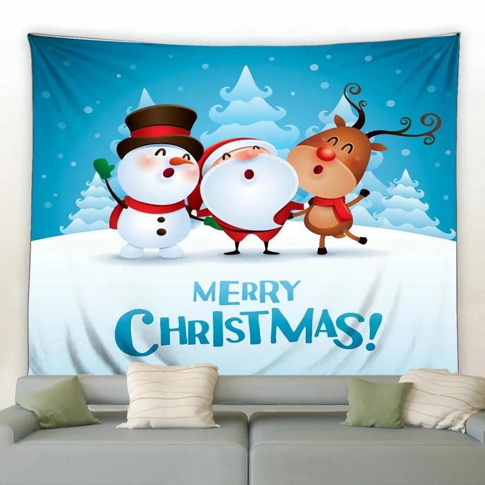 Christmas Cartoon Naughty Snowman Tapestry Living Room Sofa Home Decoration Christmas Gift