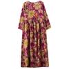 DIMANAF 2025 Women New Plus Size Spring Long Dress Long Sleeve Floral O-Neck Printing Loose Casual Vintage Maxi