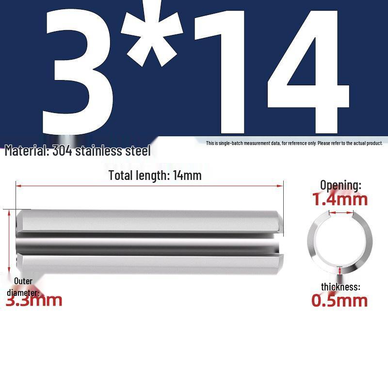 304 Stainless Steel Slotted Spring Pin, Cylindrical Shaft Pin, Locating and Hollow Pin (M5-M12)