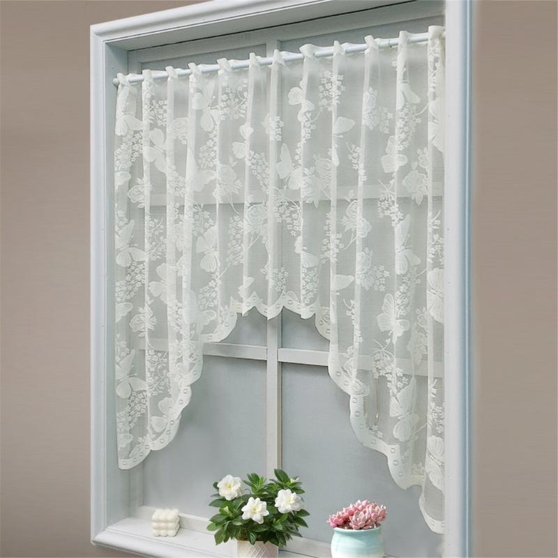 Translucents Laces Short Valance with Florals and Butterfly Design for Bedroom Living Room Dining Room Window