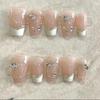 Art Handmade Nail Nude Colored Stacked Rhinestone Nail Patches Finger Decoration