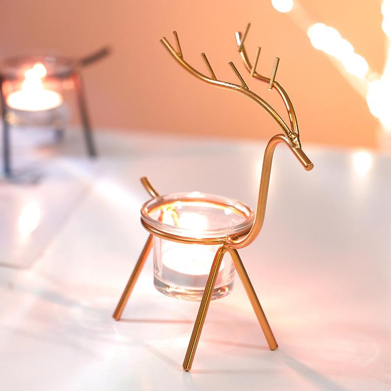 Portacandele in Ferro Moderno Romantico Retro Domestico Hotel Tavolo Ins Decorazione Cena a Lume di Candela di Natale Portacandele Ornamenti