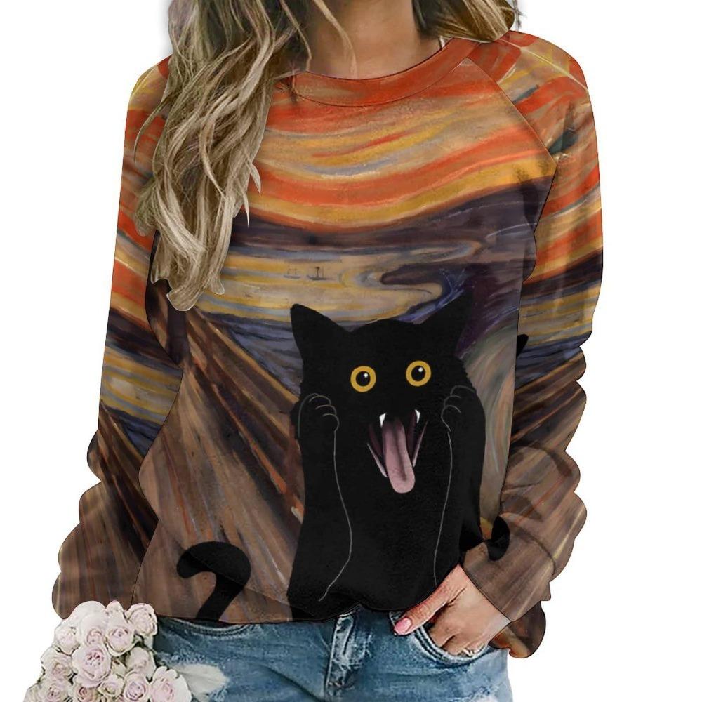 

Милые кошачьи цветочные толстовки с цветочным принтом 3D для женщин, новые толстовки с круглым вырезом, повседневная уличная одежда Y2k, пуловеры Harajuku, женская одежда 8XL