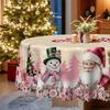Christmas Tablecloth, Merry Christmas Merry Christmas Snowman Elk Flower Round Tablecloth