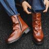 Men's Chunky Block Heel Dress Chelsea Boots with Zipper High Top Oxford Shoes Casual Business Chukka Booties for Men Non-Slip Faux Leather Ankle Boots