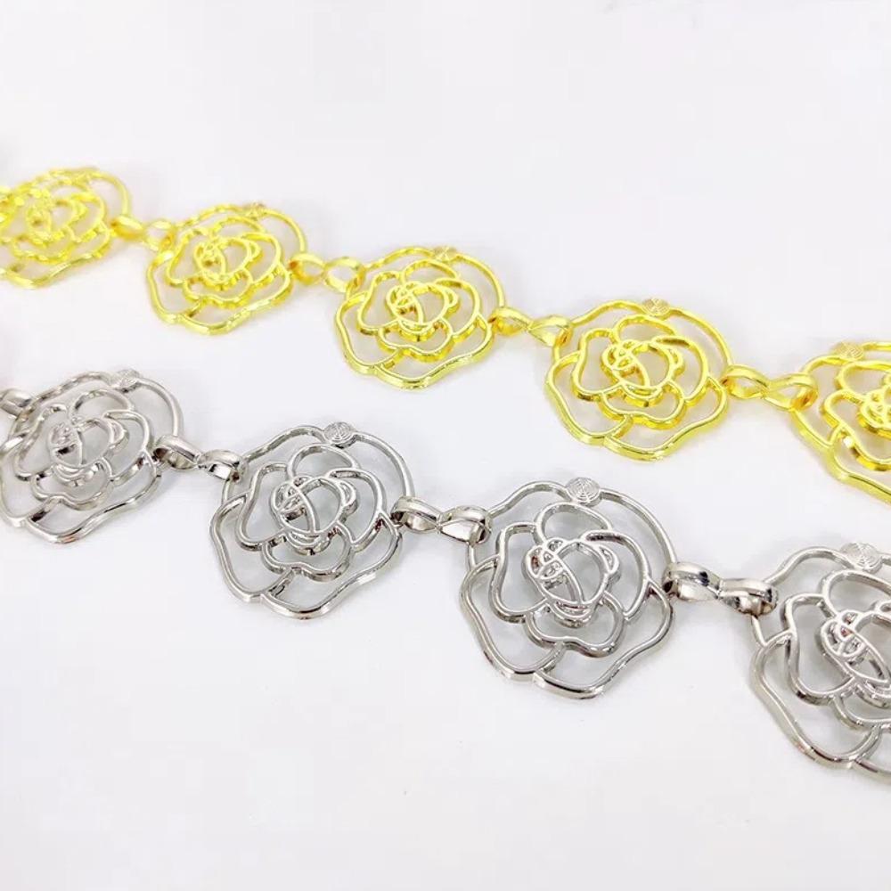 Rose Flower Waist Chain Adjustable Skirt Decoration Belt Fashion Flower Chain Belt  Women