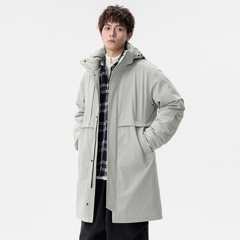 Herren Übergröße Winter Kapuzen Parka Mittellang Baumwolle Windbreaker