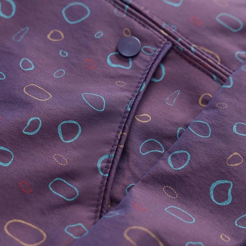 Early Spring Printed Lapel Zipper Jacket for Middle-Aged & Elderly Women - Loose, Comfortable Outerwear