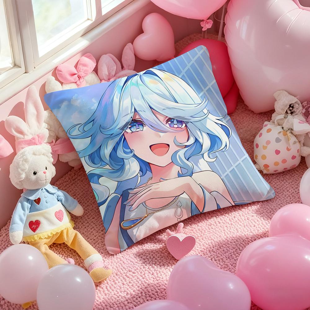 Furina Genshin Impact Cushion Cover Pattern Printed Pillowcase for Living Room Sofa Cushion Cover & Bedroom Decor