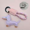 Mini Dachshund Cowhide Keychain: High-Quality Anti-Lost Lanyard with Cute Doll Pendant