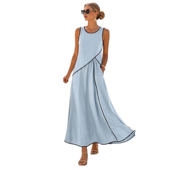 

Women s Summer Maxi Dress Short Sleeve V Neck A Line Swing Dress Casual Beach Vacation Flowy Sundress with Pockets L