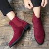 Fashion Winter New Fashion Male Pointed Black Red Suede Leather Ankle Boots Men Casual Luxury High Top Platform Shoes Zapatos Hombre