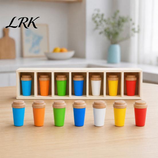 Kids Memory Challenge Toy Bottle Color Matching Board Game, with 14 Colorful Bottles & Wooden Recognition Game Storage Rack, 2-4 Players Family Night