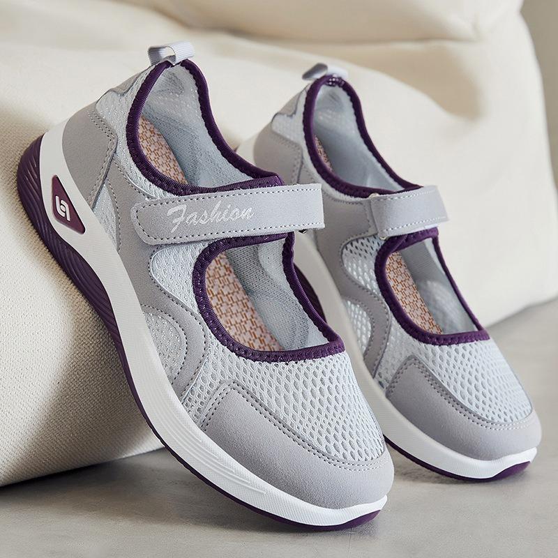 Shoes Women's Shoes Versatile Middle-aged Mother Shoes Soft Soles Not Tired Feet Flat Shoes Breathable Velcro Casual Shoes Single Shoes